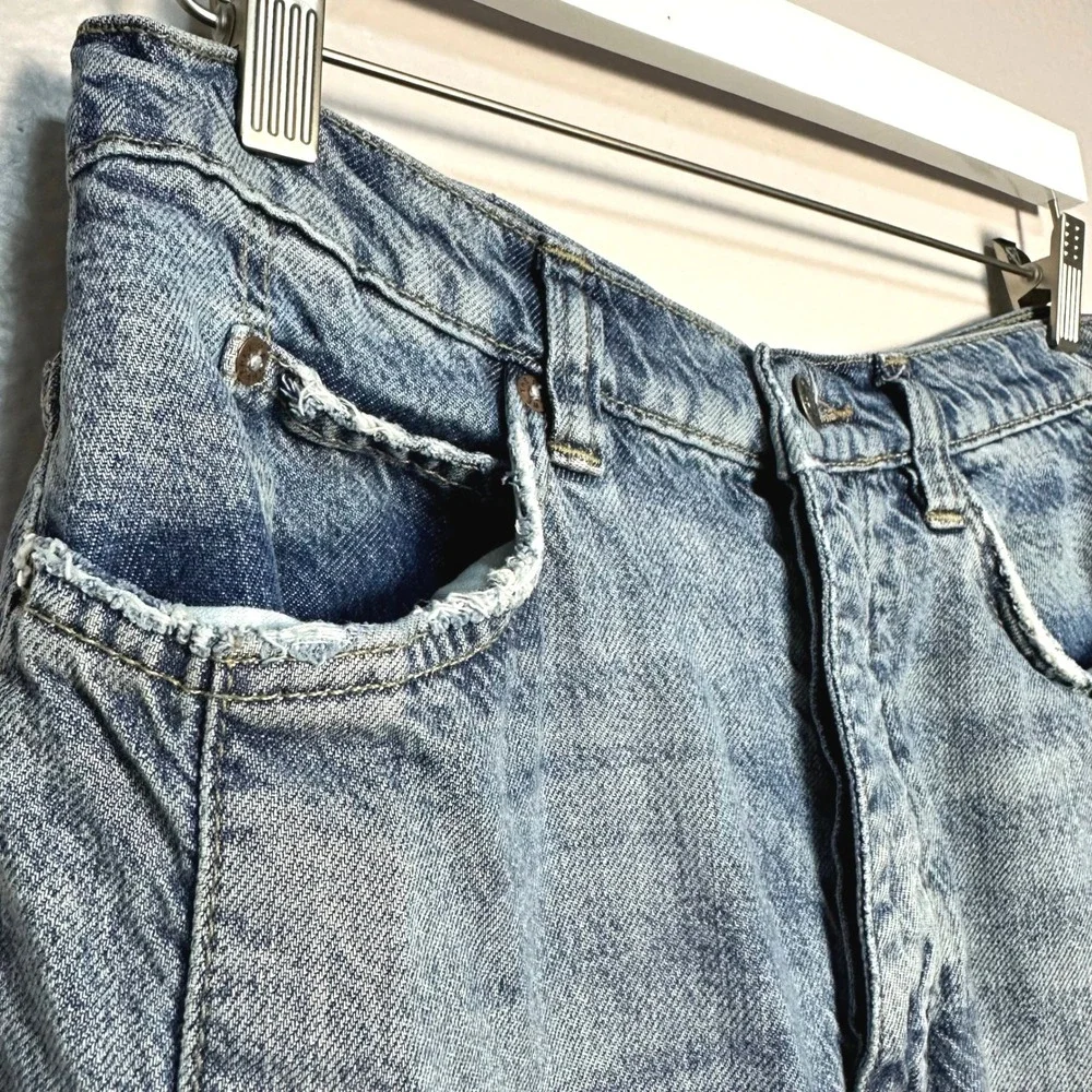 Free People We The Free Old West Slouchy Wide Leg Jeans Light Wash Blue 28 NWT